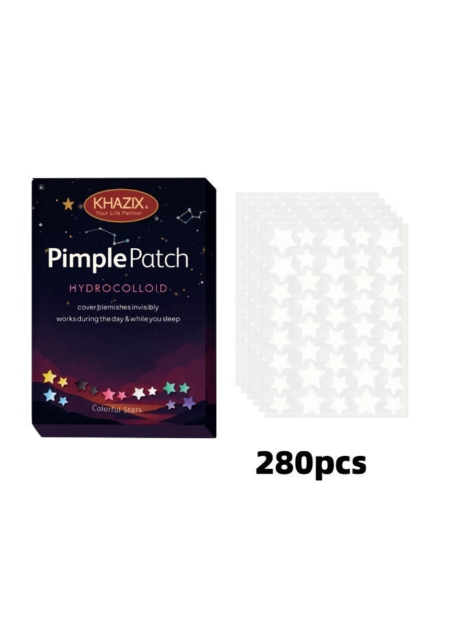 شي.ان لصقات حب الشباب هيدروكولويد على شكل نجمة 280 لاصقة، لصقة حب شباب هيدروكولويد، لصقة بثور لطيفة على شكل نجمة , شفاف اللون - Image 1