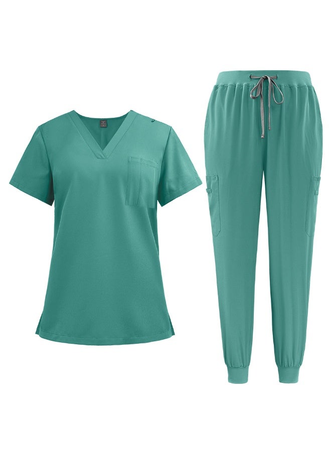 NIBEMINENT Elastic Soft Jogger Suits Hospital Nurse Uniforms Clinic Operating Room Workwear Medical Tops Pants Set Scrubs Medical Women - Image 1