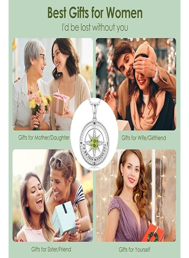 زيفيل هدايا قلادة البوصلة للنساء الزوجة - قلادات جوهرة الميلاد من الفضة الإسترلينية S925 للنساء - هدايا عيد ميلاد الذكرى السنوية لزوجتها الصديقة - عيد الحب للأمهات هدايا عيد الأم مجوهرات للنساء - Image 5