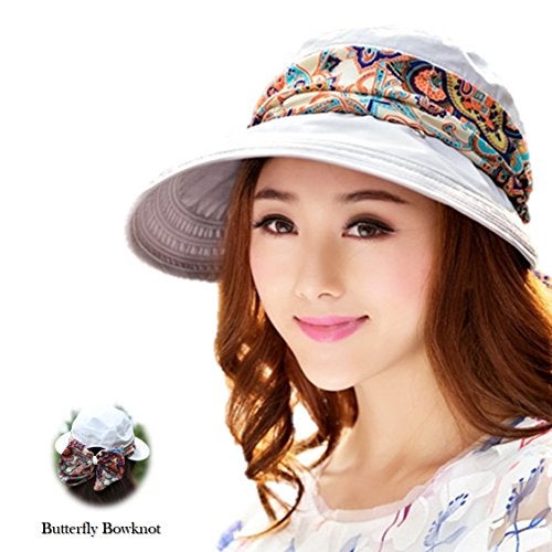 iHomey Roll Up Wide Brim Sun Visor UPF 50+ UV Protection Sun Hat with Neck Protector Beige - Image 4