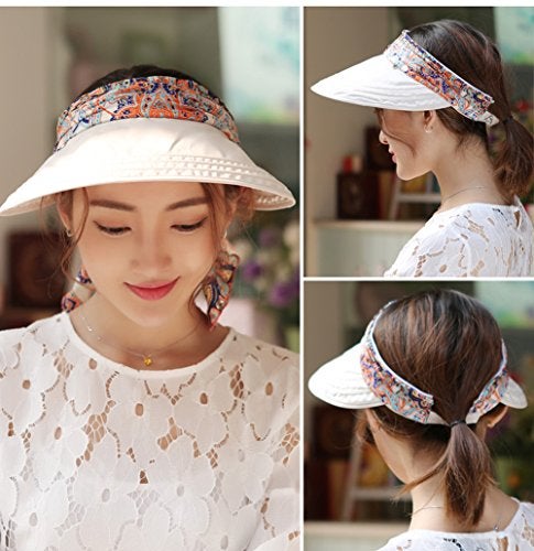 iHomey Roll Up Wide Brim Sun Visor UPF 50+ UV Protection Sun Hat with Neck Protector Beige - Image 3