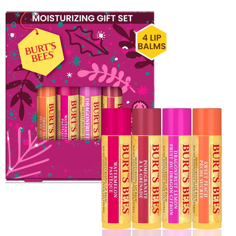 Burt's Bees Lip Balm Gift Set, Beeswax Bounty Fruit Mix, Perfect Lip Balms for Gift Baskets, 4-Pack, 0.15 oz. - Image 1
