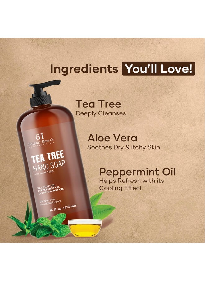 Botanic Hearth Botanic Hearth Tea Tree Liquid Hand Soap - Sulfate Free Formula - Multi Purpose Hand Wash with Aloe Vera and Premium Grade Tea Tree Oil, Pump Dispenser - 16 fl oz  - Image 3