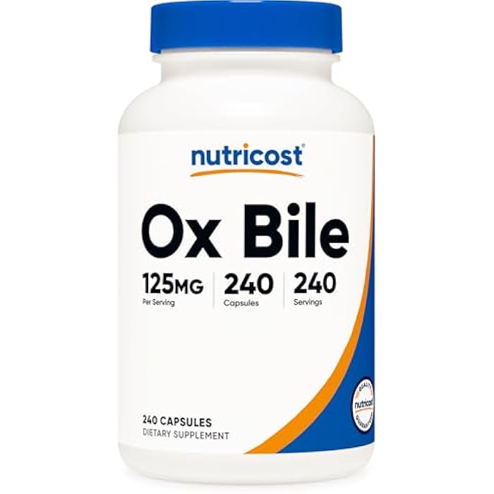 Nutricost Ox Bile Capsules 125mg, 240 Capsules - Non-GMO - Image 1