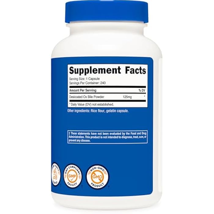 Nutricost Ox Bile Capsules 125mg, 240 Capsules - Non-GMO - Image 5