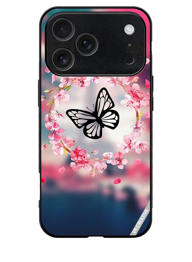 VR CREATIVE Protective Case Cover For Apple iPhone 17 Pro Max Butterfly In Flower Ring Design Multicolour