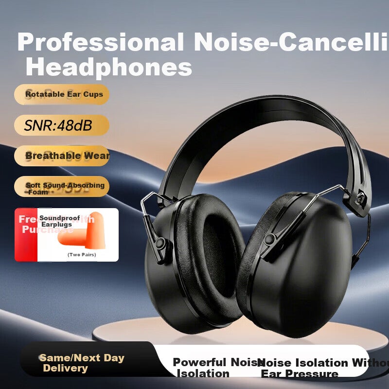 JD Jing Zao TA Noise-Isolating Sleep Ear Muffs Professional Noise Reduction Sleep Headphones Industrial-Grade Noise Cancelling Headset Black - Image 1