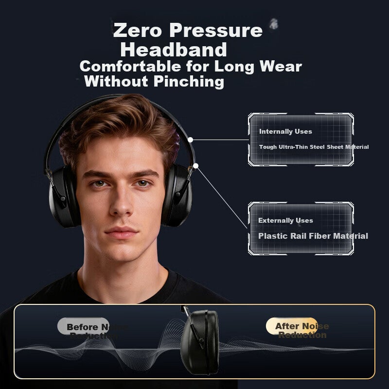 JD Jing Zao TA Noise-Isolating Sleep Ear Muffs Professional Noise Reduction Sleep Headphones Industrial-Grade Noise Cancelling Headset Black - Image 4