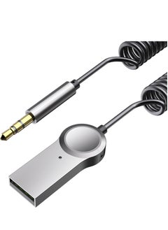Aux to Bluetooth 5.1 Adapter, High Resolution Wireless Audio Bluetooth 5.1 Adapter with Audiophile USB DAC 3.5mm AUX for Car/Home Stereo Hi Res Music Streaming, No Charging Needed