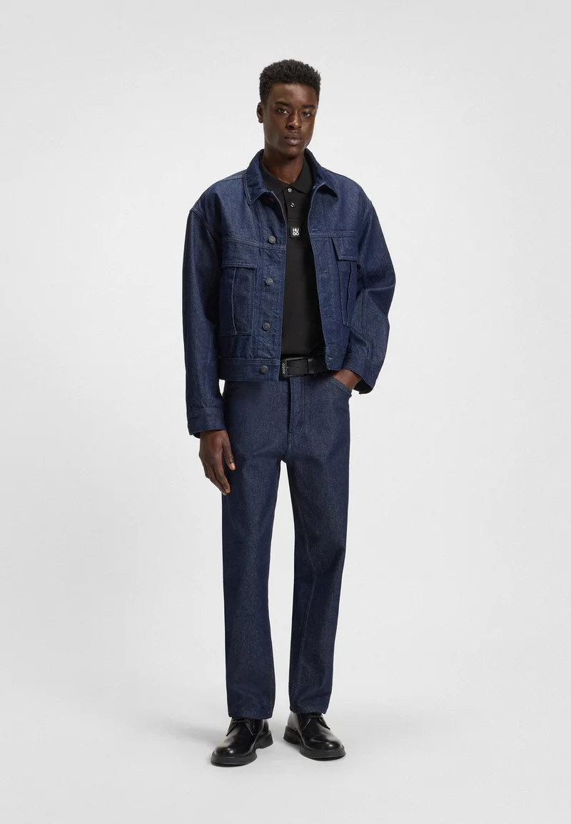 HUGO Interlock-cotton polo shirt with stacked logo