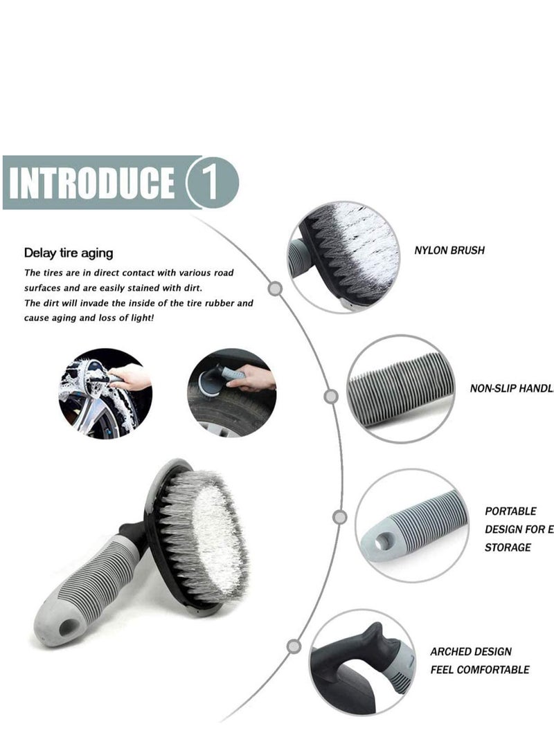SYOSI Car Wheel Cleaning Brush Kit, Wheel Brush for Car Alloy Wheel and Tyre Brush Cleaning, Rim Cleaner for Your Car, Motorcycle or Bicycle Tire Brush Washing Tool - Image 4