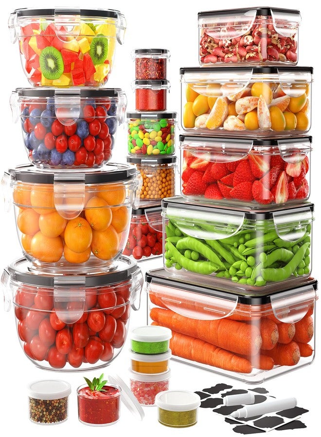 JSCARES 40 Piece Food Storage Containers with Lids(20 Containers & 20 Lids), BPA-Free Plastic Food Containers for Kitchen Storage and Organization, Leak Proof Meal Prep Container, Includes Labels & Pen - Image 1