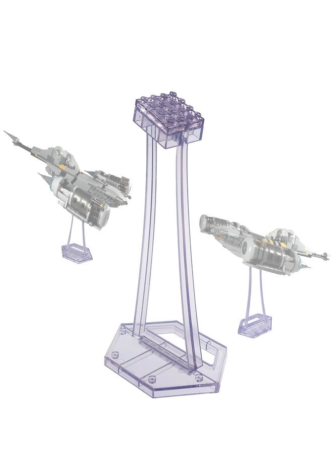 حامل عرض لمجموعات ليغو 75292 و75315 و75300 TIE Fighter و75325 Mandalorian N-1 Starfighter Kit و75402 ARC-170 Starfighter، لألعاب بناء الطائرات وغيرها. حامل عرض بزاوية، مصنوع من البلاستيك الشفاف فقط. - Image 3