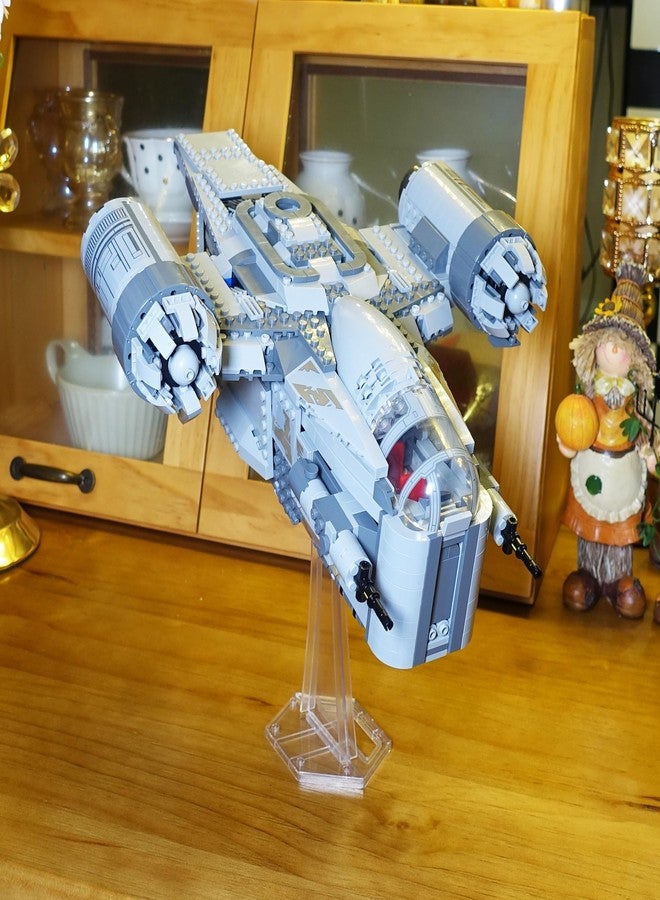 حامل عرض لمجموعات ليغو 75292 و75315 و75300 TIE Fighter و75325 Mandalorian N-1 Starfighter Kit و75402 ARC-170 Starfighter، لألعاب بناء الطائرات وغيرها. حامل عرض بزاوية، مصنوع من البلاستيك الشفاف فقط. - Image 5