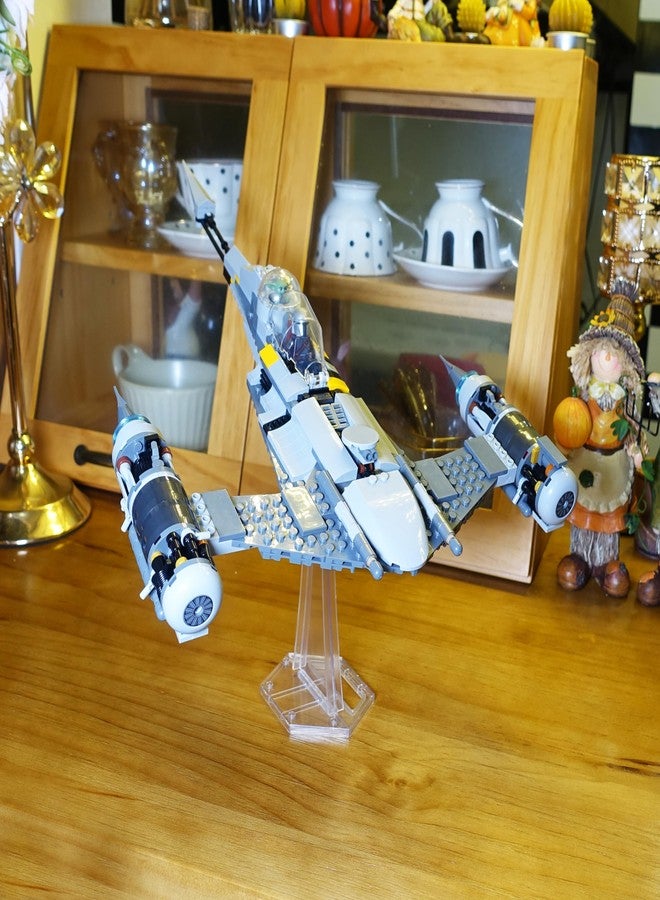 حامل عرض لمجموعات ليغو 75292 و75315 و75300 TIE Fighter و75325 Mandalorian N-1 Starfighter Kit و75402 ARC-170 Starfighter، لألعاب بناء الطائرات وغيرها. حامل عرض بزاوية، مصنوع من البلاستيك الشفاف فقط. - Image 4