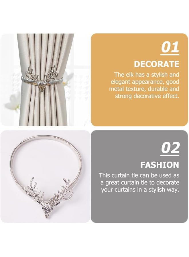 The Bros 2pcs Elk Curtain Tiebacks, Metal Curtain Buckle, Silver, Decorative Drapery Holdbacks for Living Room, Bedroom, Kitchen, Office, 15.16 Inches  - Image 4