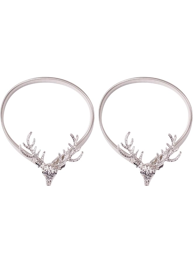 The Bros 2pcs Elk Curtain Tiebacks, Metal Curtain Buckle, Silver, Decorative Drapery Holdbacks for Living Room, Bedroom, Kitchen, Office, 15.16 Inches  - Image 1