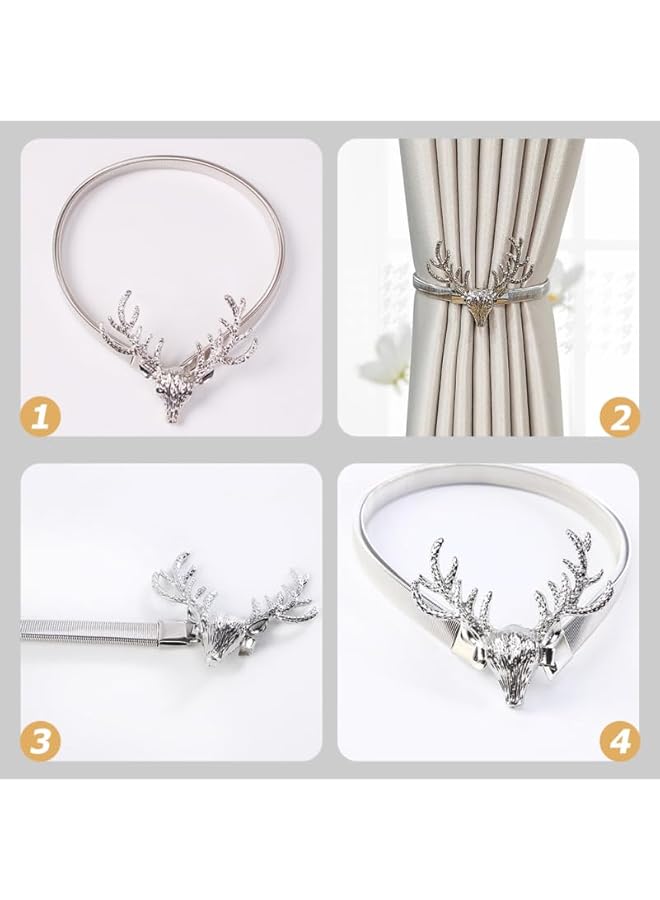 The Bros 2pcs Elk Curtain Tiebacks, Metal Curtain Buckle, Silver, Decorative Drapery Holdbacks for Living Room, Bedroom, Kitchen, Office, 15.16 Inches  - Image 5