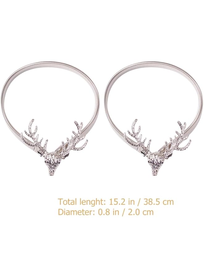 The Bros 2pcs Elk Curtain Tiebacks, Metal Curtain Buckle, Silver, Decorative Drapery Holdbacks for Living Room, Bedroom, Kitchen, Office, 15.16 Inches  - Image 3