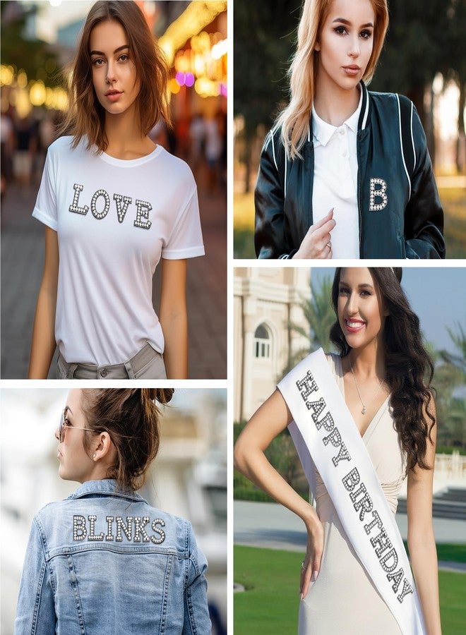 ASTARON 26 Pcs Self Adhesive Letter Patches Pearl Rhinestone Letter Stickers, Glitter Rhinestone Letters A-Z Embroidered Applique Patches Alphabet Cloth Patch for Clothes, Bags, Hat, Phone Case, DIY - Image 5