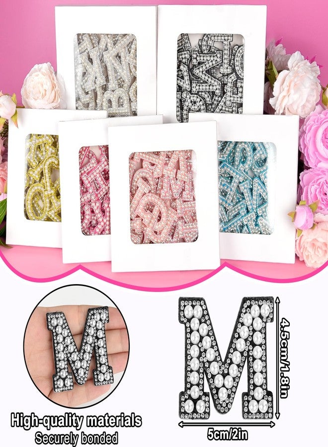 ASTARON 26 Pcs Self Adhesive Letter Patches Pearl Rhinestone Letter Stickers, Glitter Rhinestone Letters A-Z Embroidered Applique Patches Alphabet Cloth Patch for Clothes, Bags, Hat, Phone Case, DIY - Image 2