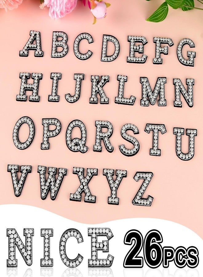 ASTARON 26 Pcs Self Adhesive Letter Patches Pearl Rhinestone Letter Stickers, Glitter Rhinestone Letters A-Z Embroidered Applique Patches Alphabet Cloth Patch for Clothes, Bags, Hat, Phone Case, DIY - Image 3