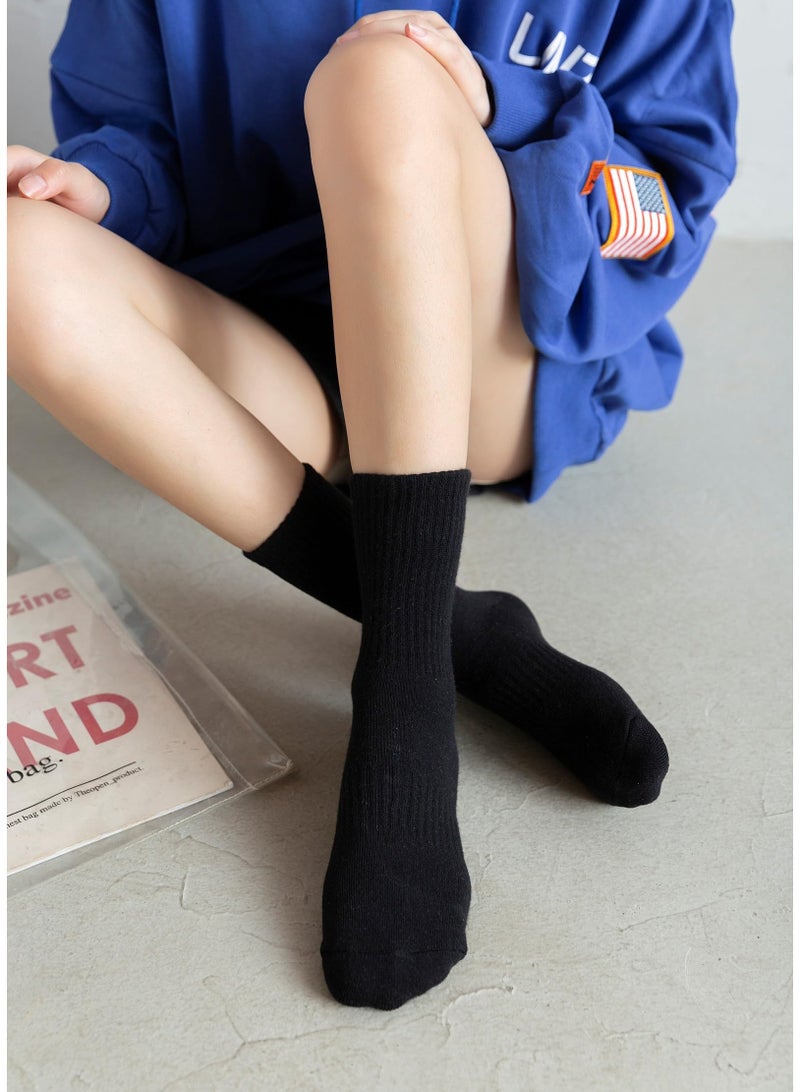 Womens Crew Socks Casual Athletic Gym LightWeight Thin Cotton Socks 5 Pairs - Image 3