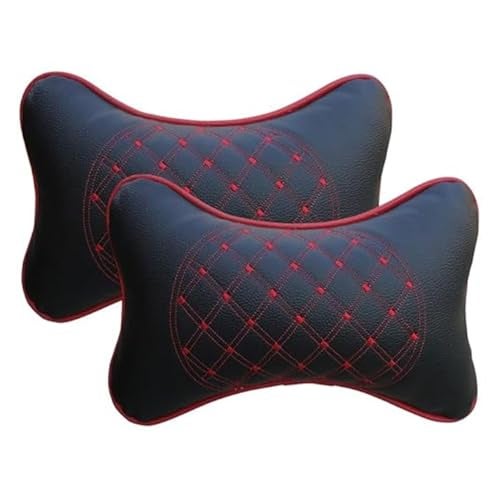 Adroitz Car Neck Rest Pillow Head Rest Cushion for Swift, Car Seat, Neck Support for Long Driving (Black, with Red Embroidery) -2 Pieces - Image 1