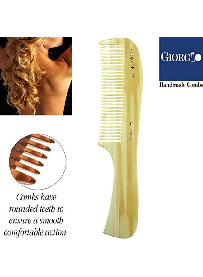 Giorgio G37 Large Coarse Hair Detangling Comb Wide Teeth For Long Thick Curly Wavy Hair Hair Detangler Comb For Wet And Dry Handmade Rake Comb Sawcut From Cellulose Hand Polished Imitation Horn - Image 3