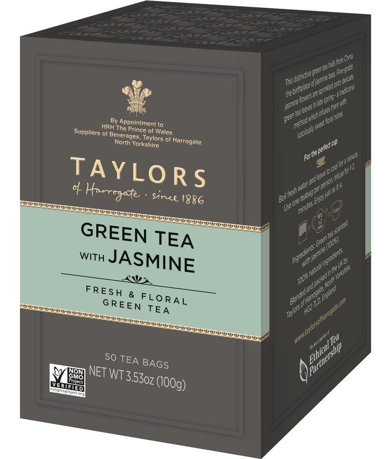 Taylors of Harrogate Green Tea with Jasmine, 50 Teabags - Image 1