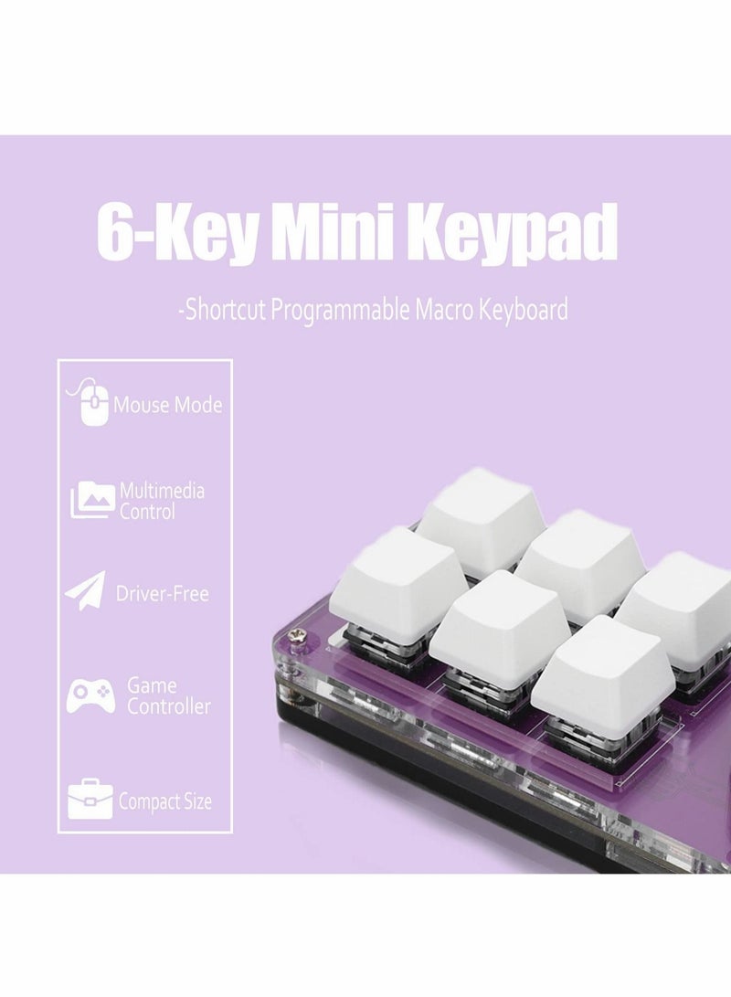 Captaintech KASTWAVE Mini Keypad One Handed Mechanical Gaming Keyboard, Multifunctional Shortcut Programmable Macro Keyboard, with Knob, Plug and Play, for Windows, for Vista, for Linux, for Macos (6-Key) - Image 2