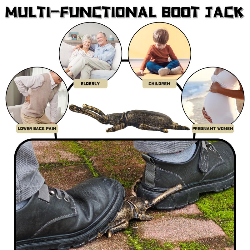 Earl Diamond - Beetle Boot Jack, Boot Remover for Cowboy Boots, Boot Puller for Waders and Work Boots & Outdoor Muck Shoes (Golden Antique Beetle Boot Jack) - Image 4