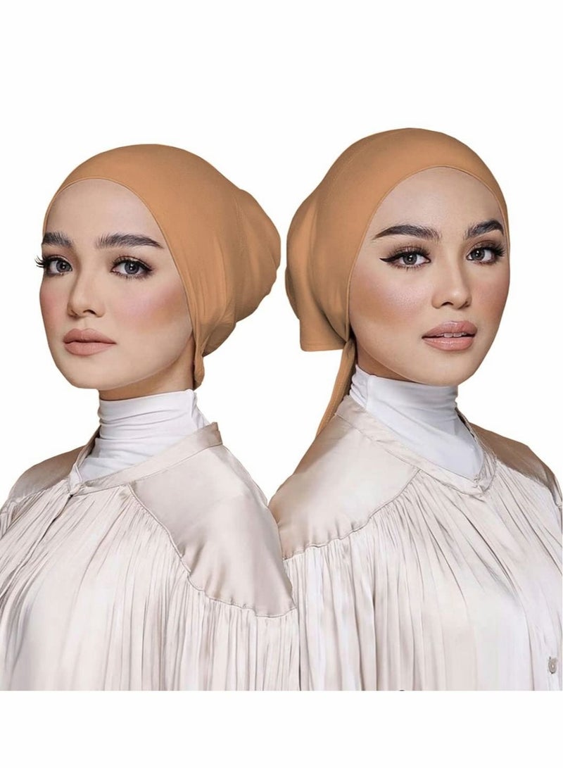 Captaintech Women Under Scarf 3PCS Chemo Headwear Hat Hijab Cap Islamic Muslim with Tie-Back Closure - Image 2