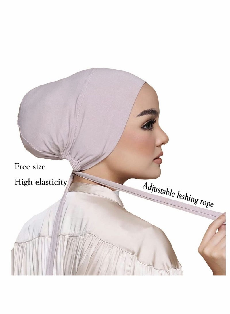 Captaintech Women Under Scarf 3PCS Chemo Headwear Hat Hijab Cap Islamic Muslim with Tie-Back Closure - Image 3