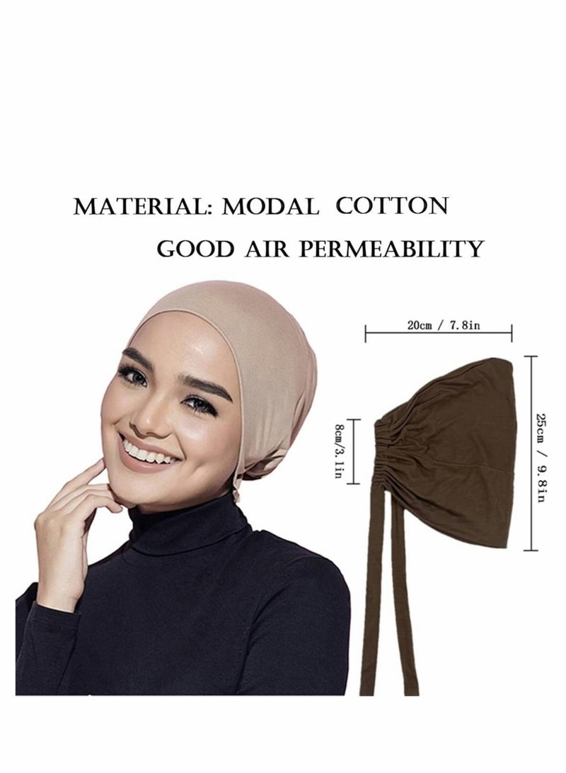Captaintech Women Under Scarf 3PCS Chemo Headwear Hat Hijab Cap Islamic Muslim with Tie-Back Closure - Image 4