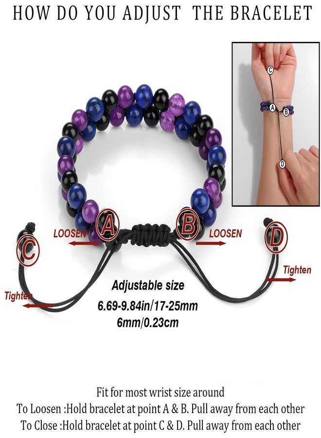 Raicegs Stress Relief Bracelet Natural Stones Amethyst Lapis Lazuli Black Obsidian Beaded Bracelet for Men Women Healing Crystal Bracelet - Image 5