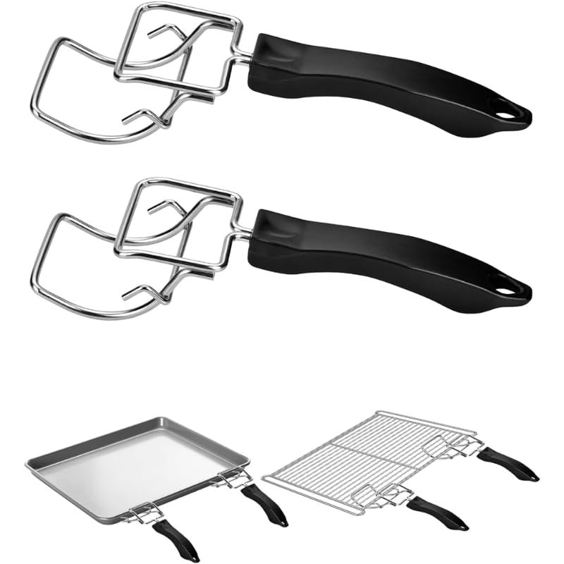 2Pcs Stainless Steel Oven Grill Extractor Clips And Tray Handle Set - Image 3