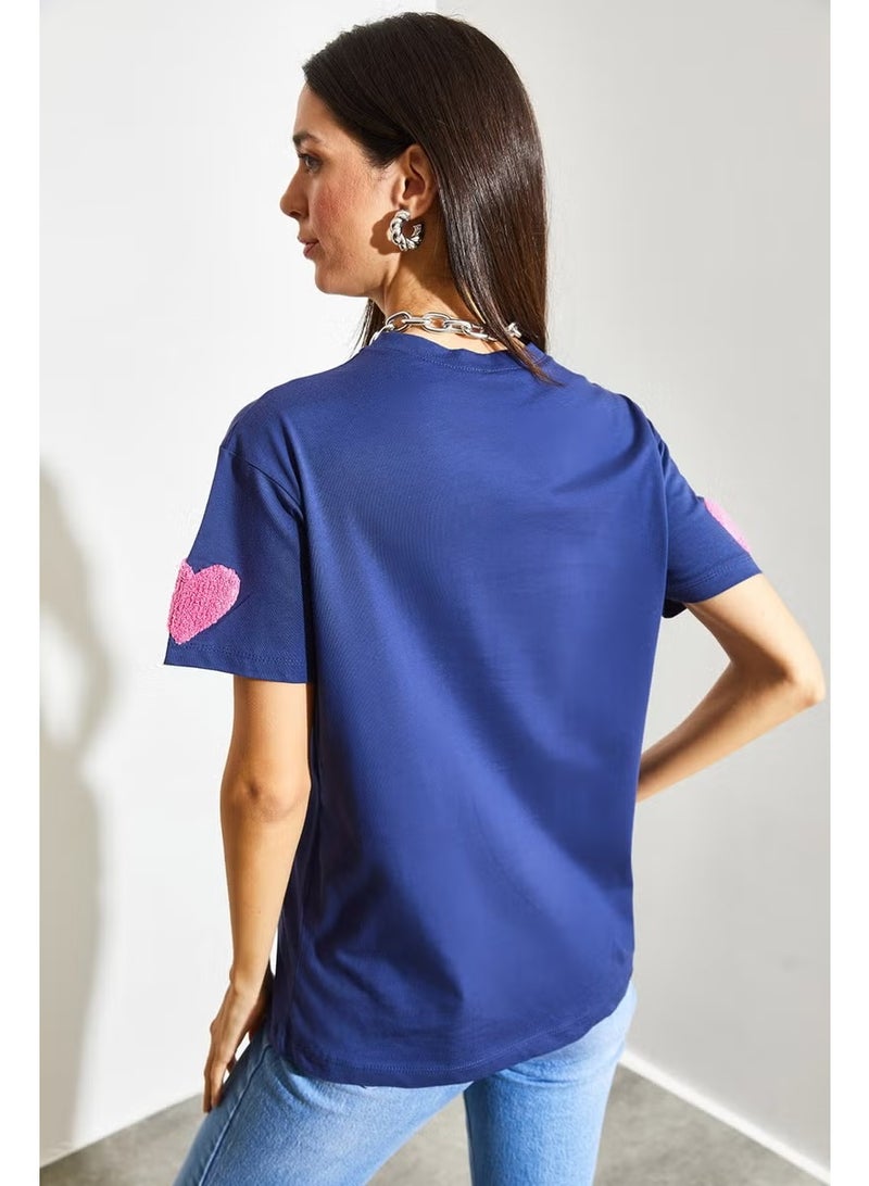 Shade Women's Basic T-Shirt with Heart Embroidery - Image 2