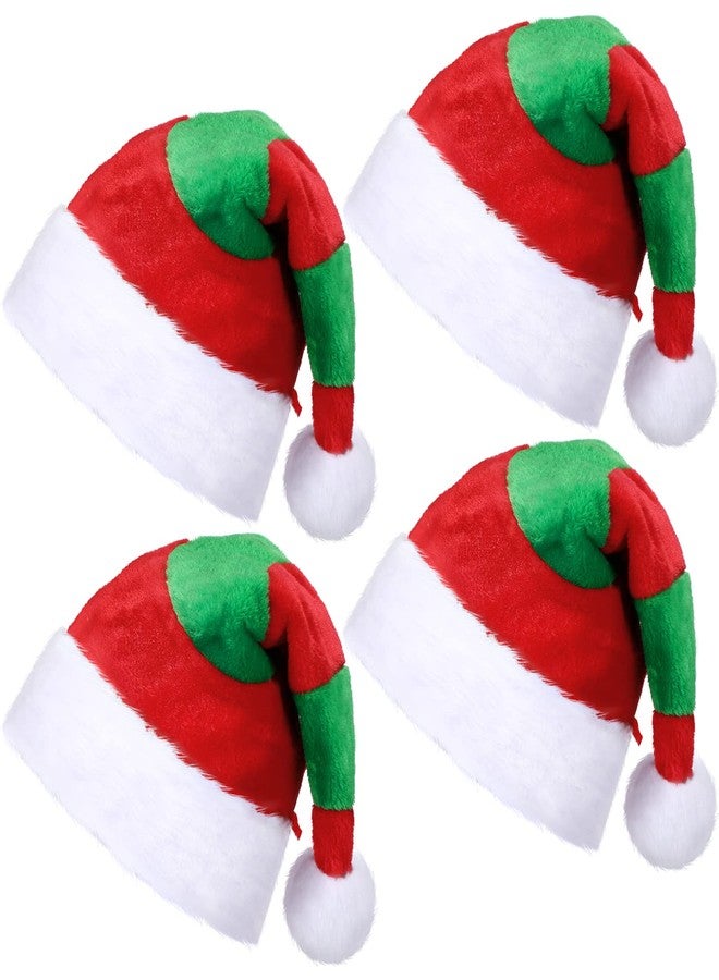 Kenning 4 Pcs Christmas Elf Santa Hat for Adults Red and Green Sant Hat for Unisex Adults Xmas New Year Festive Holiday Party(Red, Green, White) - Image 1