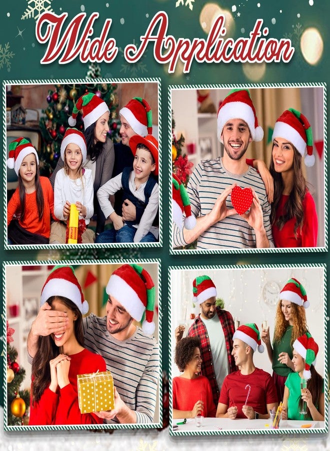 Kenning 4 Pcs Christmas Elf Santa Hat for Adults Red and Green Sant Hat for Unisex Adults Xmas New Year Festive Holiday Party(Red, Green, White) - Image 2