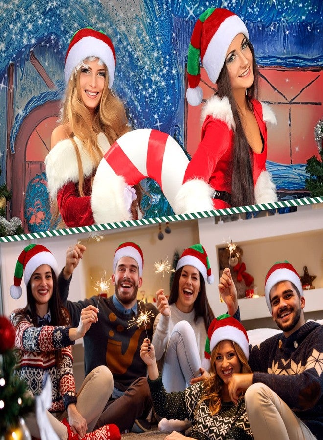 Kenning 4 Pcs Christmas Elf Santa Hat for Adults Red and Green Sant Hat for Unisex Adults Xmas New Year Festive Holiday Party(Red, Green, White) - Image 4