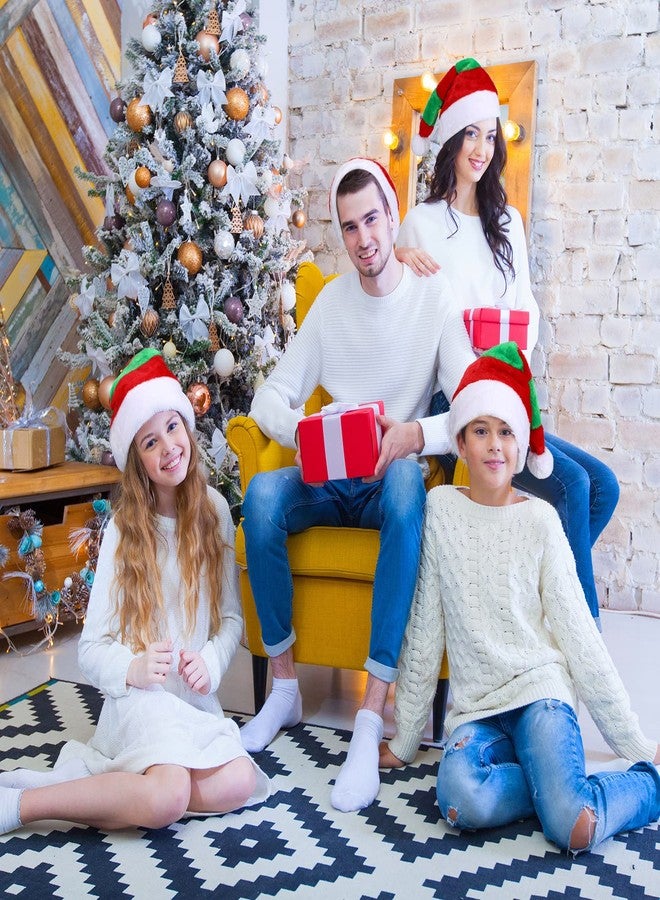 Kenning 4 Pcs Christmas Elf Santa Hat for Adults Red and Green Sant Hat for Unisex Adults Xmas New Year Festive Holiday Party(Red, Green, White) - Image 3