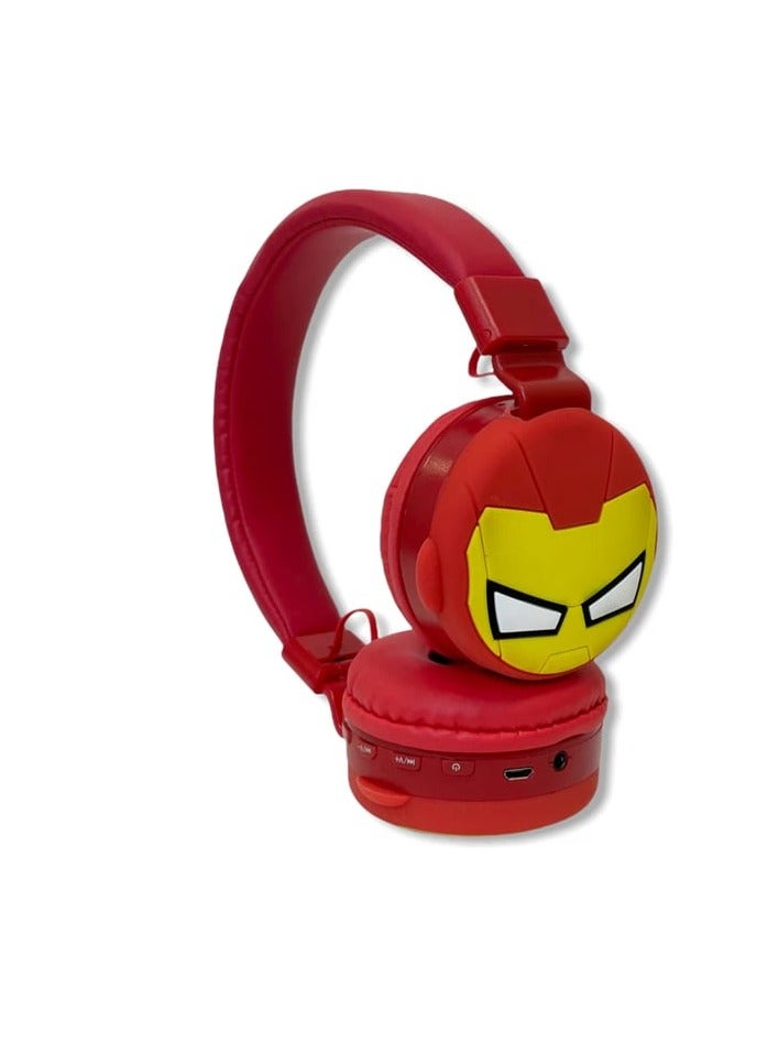 Iron Man Wireless Bluetooth Headphones for Kids - High-Resolution Sound, 400mAh Battery, 18-Hour Playtime, Built-in Microphone, Volume Control, 3.5mm Jack, 40mm Driver, Red - Image 2