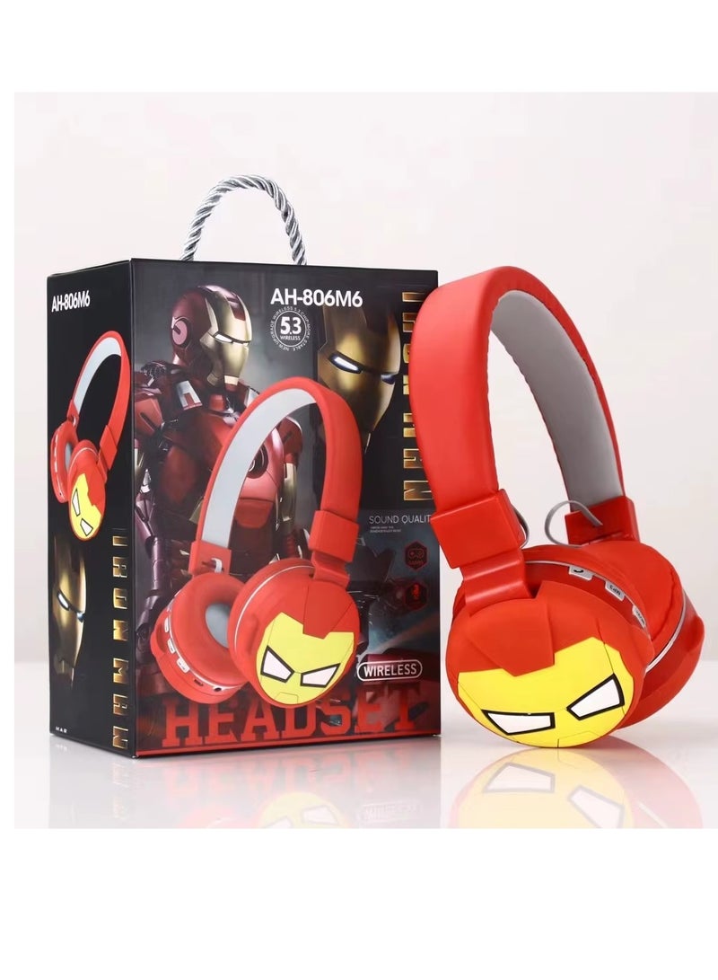 Iron Man Wireless Bluetooth Headphones for Kids - High-Resolution Sound, 400mAh Battery, 18-Hour Playtime, Built-in Microphone, Volume Control, 3.5mm Jack, 40mm Driver, Red - Image 4