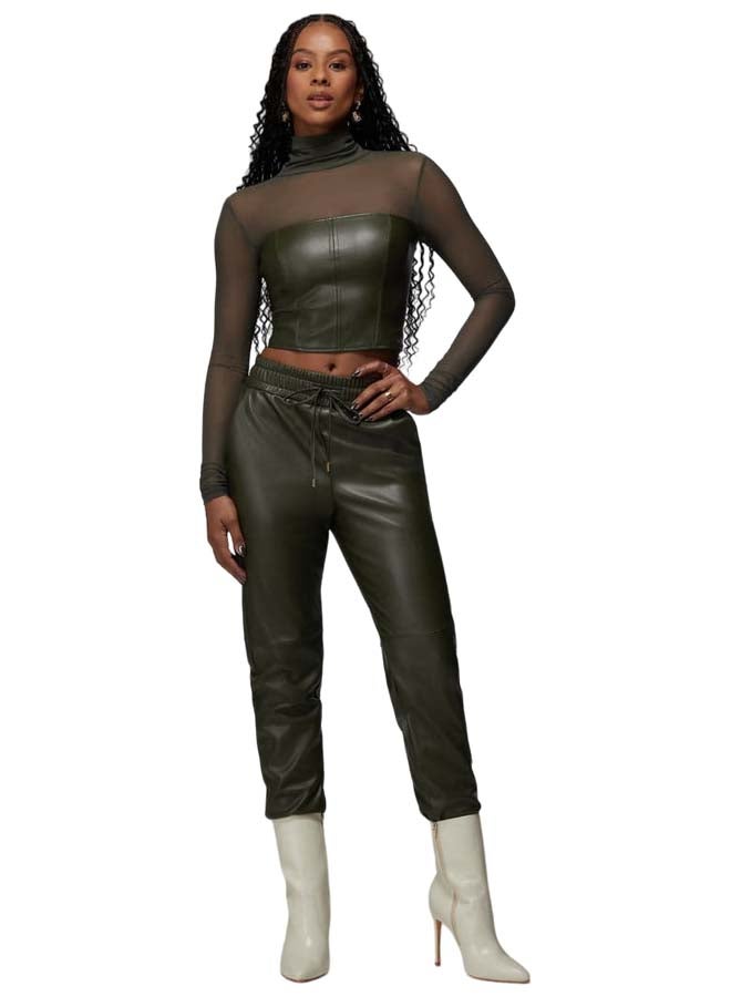 bebe Natural Waist Vegan Leather Jogger - Image 1