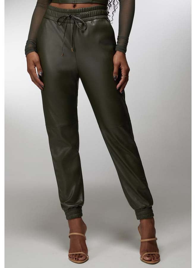 bebe Natural Waist Vegan Leather Jogger - Image 2