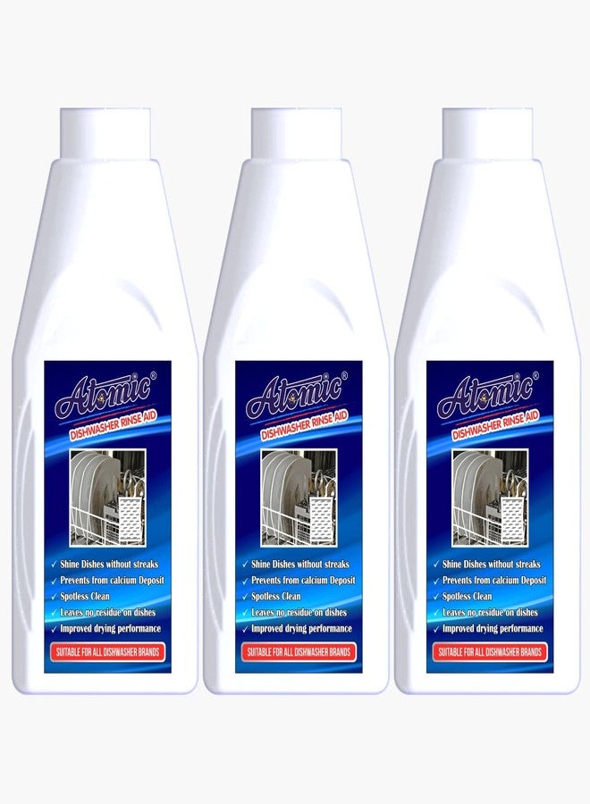 Atomic Dishwasher Rinse Aid Starter Combo Pack OF 3-400ml Each For Shine & Dry Dishes - Image 1