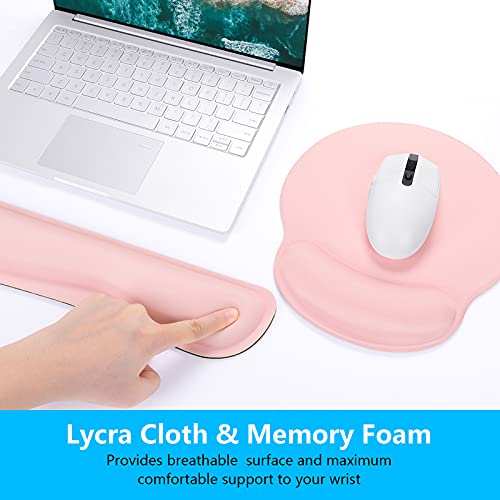 Dapesuom Keyboard Wrist Rest and Mouse Pad with Wrist Support, Cute Memory Foam Cushion for Keyboard and Mouse Set, Ergonomic Desktop Pad Rests with Non Slip Base for Easy Typing & Pain Relief, Pink - Image 4