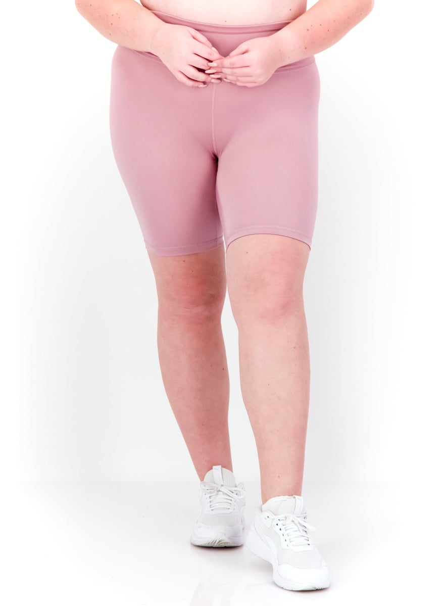 Adidas Women Plus Size High Rise Biker Short, Mauve  - Image 1