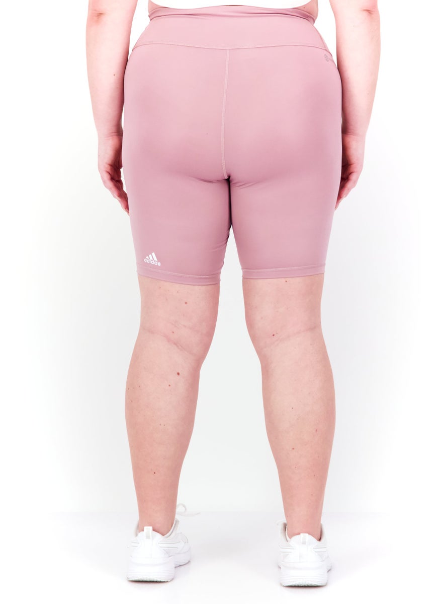 Adidas Women Plus Size High Rise Biker Short, Mauve  - Image 3
